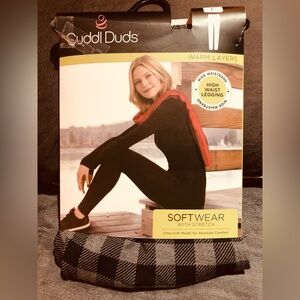 Cuddi Duds Softwear W/Stretch High Waist Legging Black & Grey Buffalo Size L